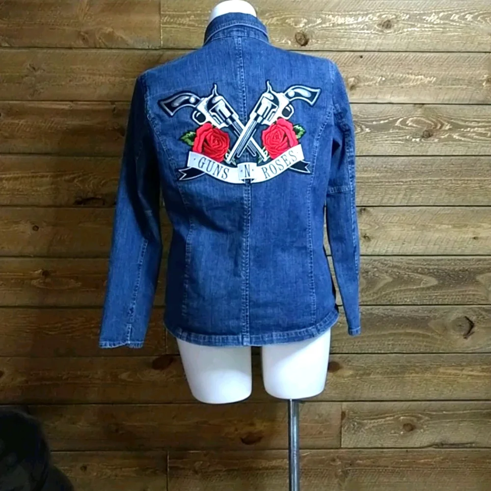 Guns and Roses Customized Jean Jacket Size XXL - Picture 2 of 15